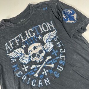 Affliction Graphic‎ T-Shirt Skull Wings American Custom Design 2XL